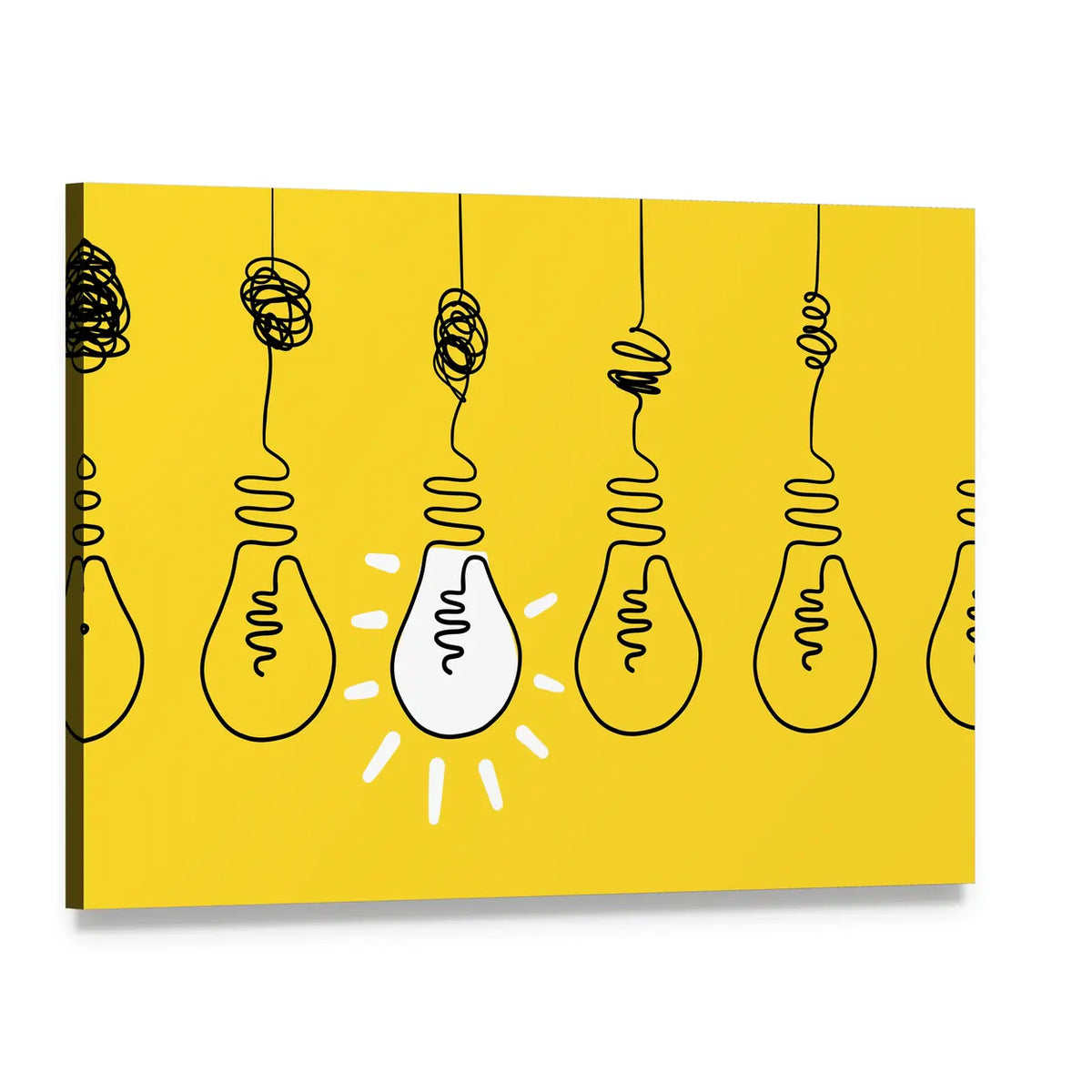Four Lightbulbs Technology Concept Canvas Wall Art, single panel gallery wrapped canvas, angled product view