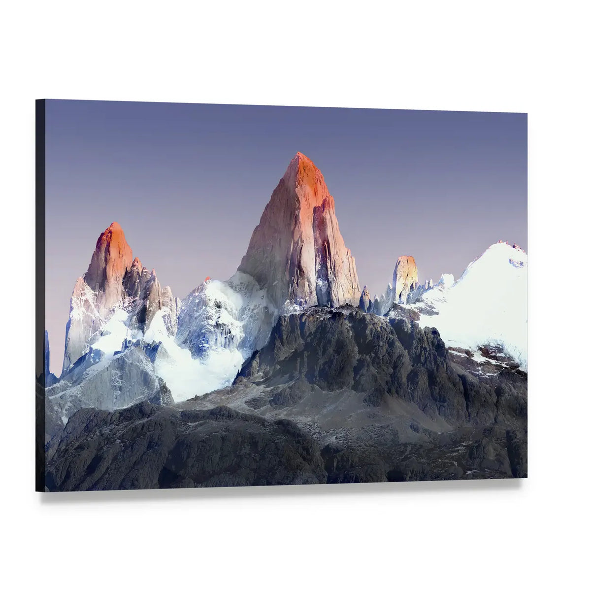 Mount Fitz Roy In Patagonia Canvas Wall Art, single panel gallery wrapped canvas, angled product view