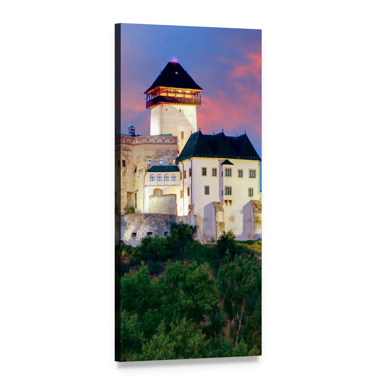 Castle in Trencin Vertical Canvas Wall Art, 1 panel 1 Vertical layout gallery wrapped canvas set, angled product view