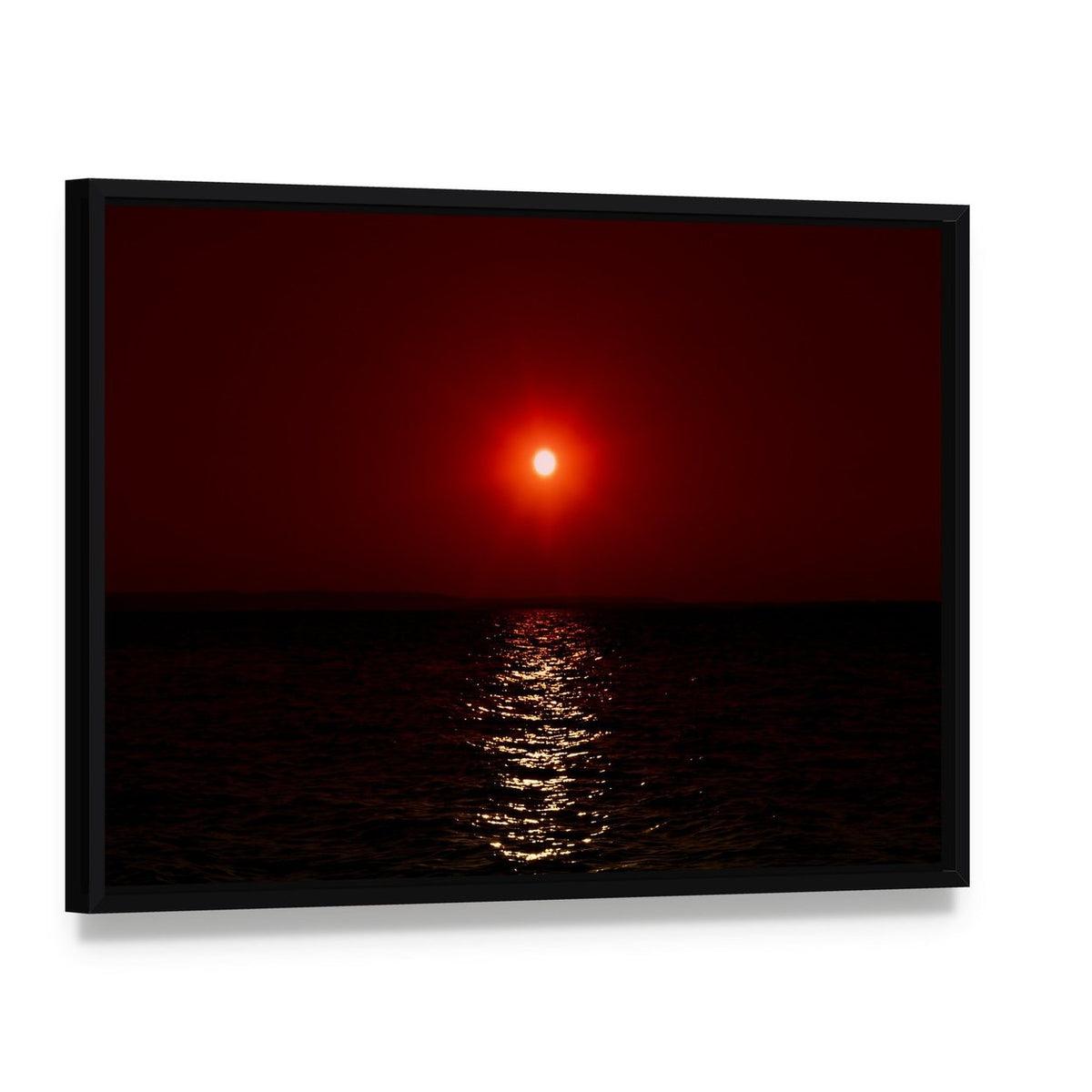 Fantastic Sunset on Mars Canvas Wall Art, framed canvas in a black floater frame, angled product view