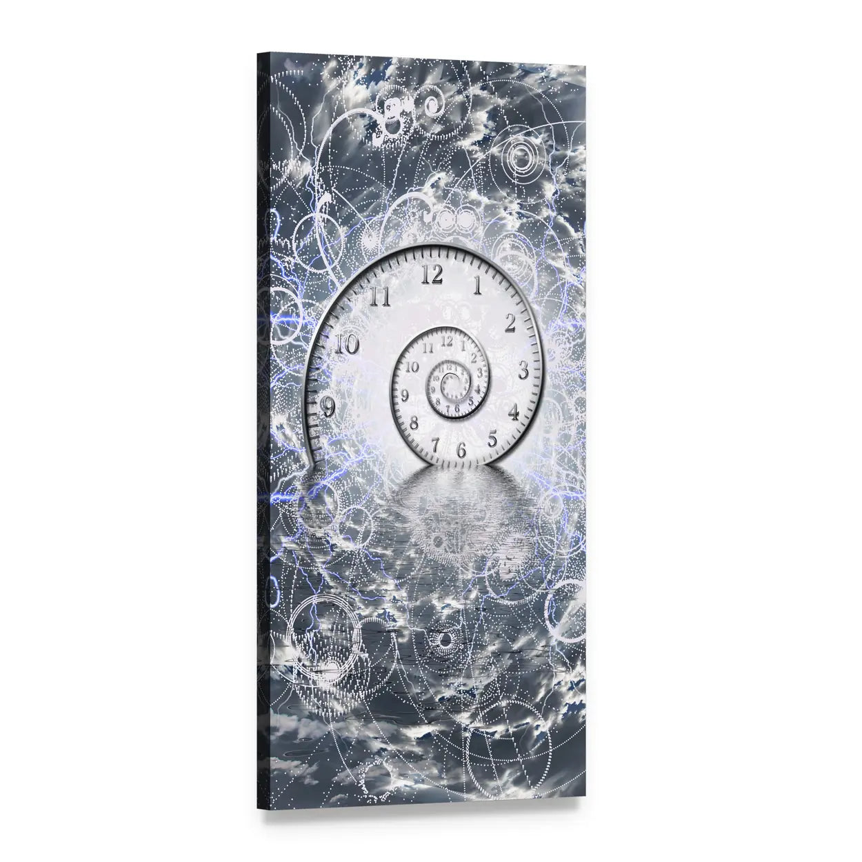 Quantum Time Spiral Vertical Canvas Wall Art, 1 panel 1 Vertical layout gallery wrapped canvas set, angled product view
