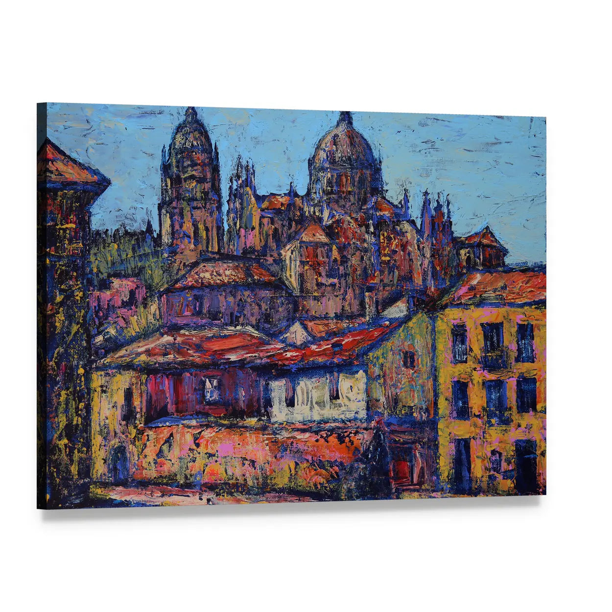 Salamanca Old City Street Canvas Wall Art, single panel gallery wrapped canvas, angled product view