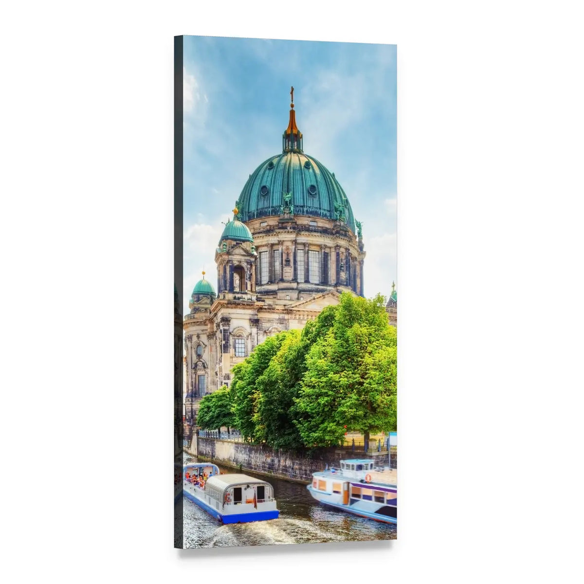 Berlin Cathedral on the Spree River Vertical Canvas Wall Art, 1 panel 1 Vertical layout gallery wrapped canvas set, angled product view
