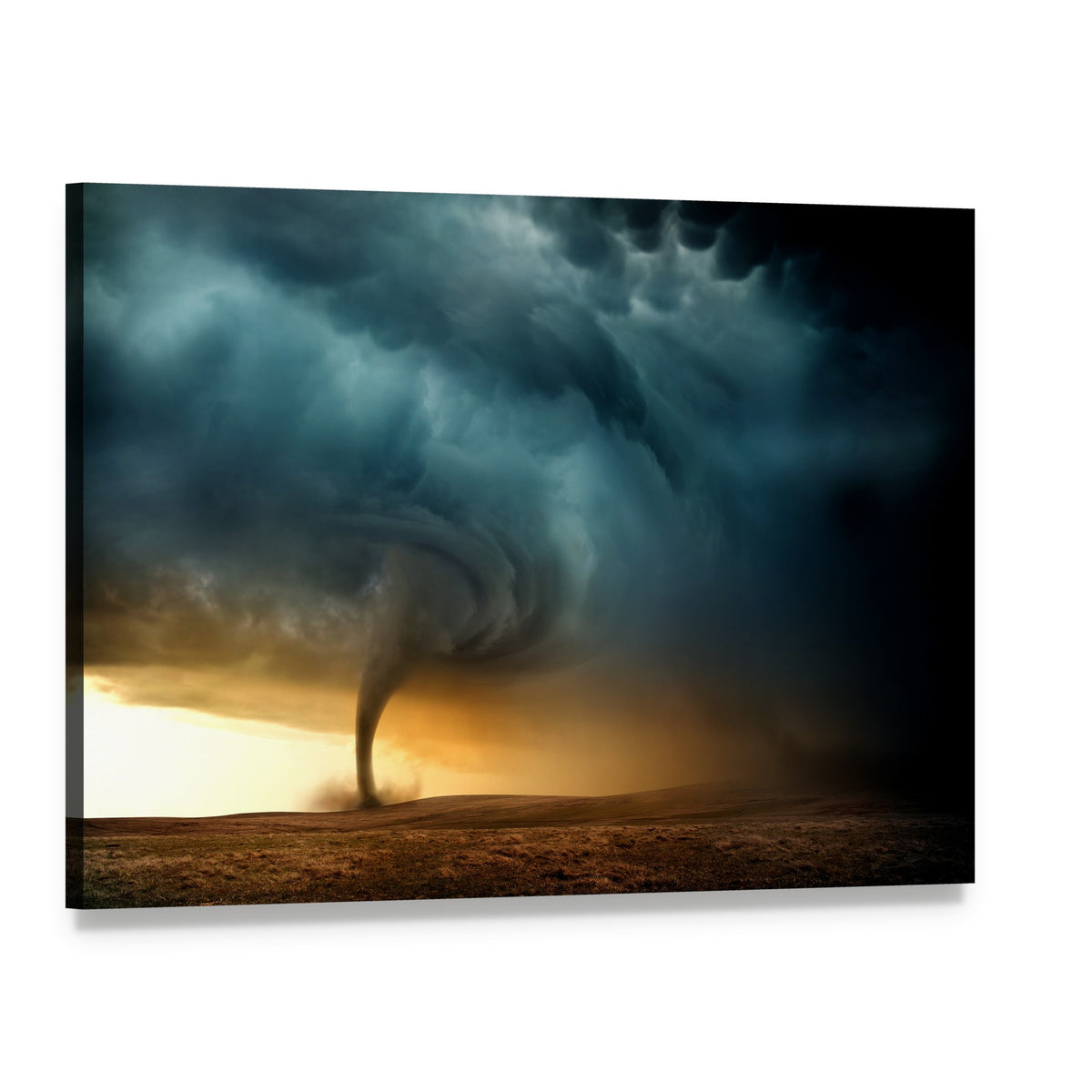 Tornado Forming a Supercell Canvas Wall Art, single panel gallery wrapped canvas, angled product view
