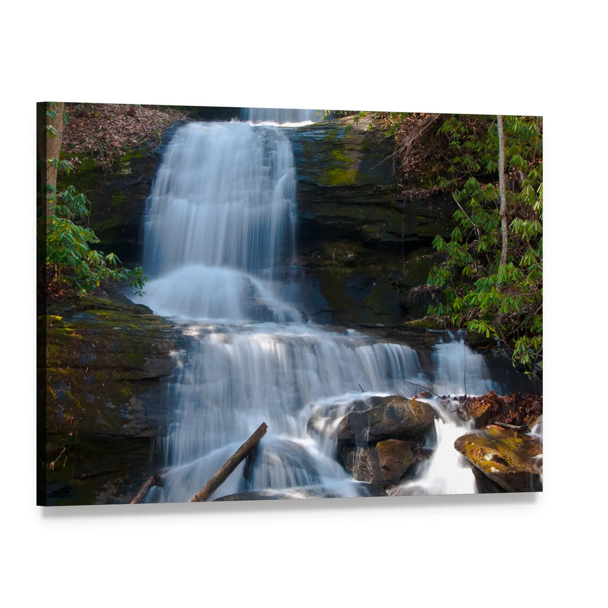 Desoto Falls, Georgia Canvas Wall Art, single panel gallery wrapped canvas, angled product view