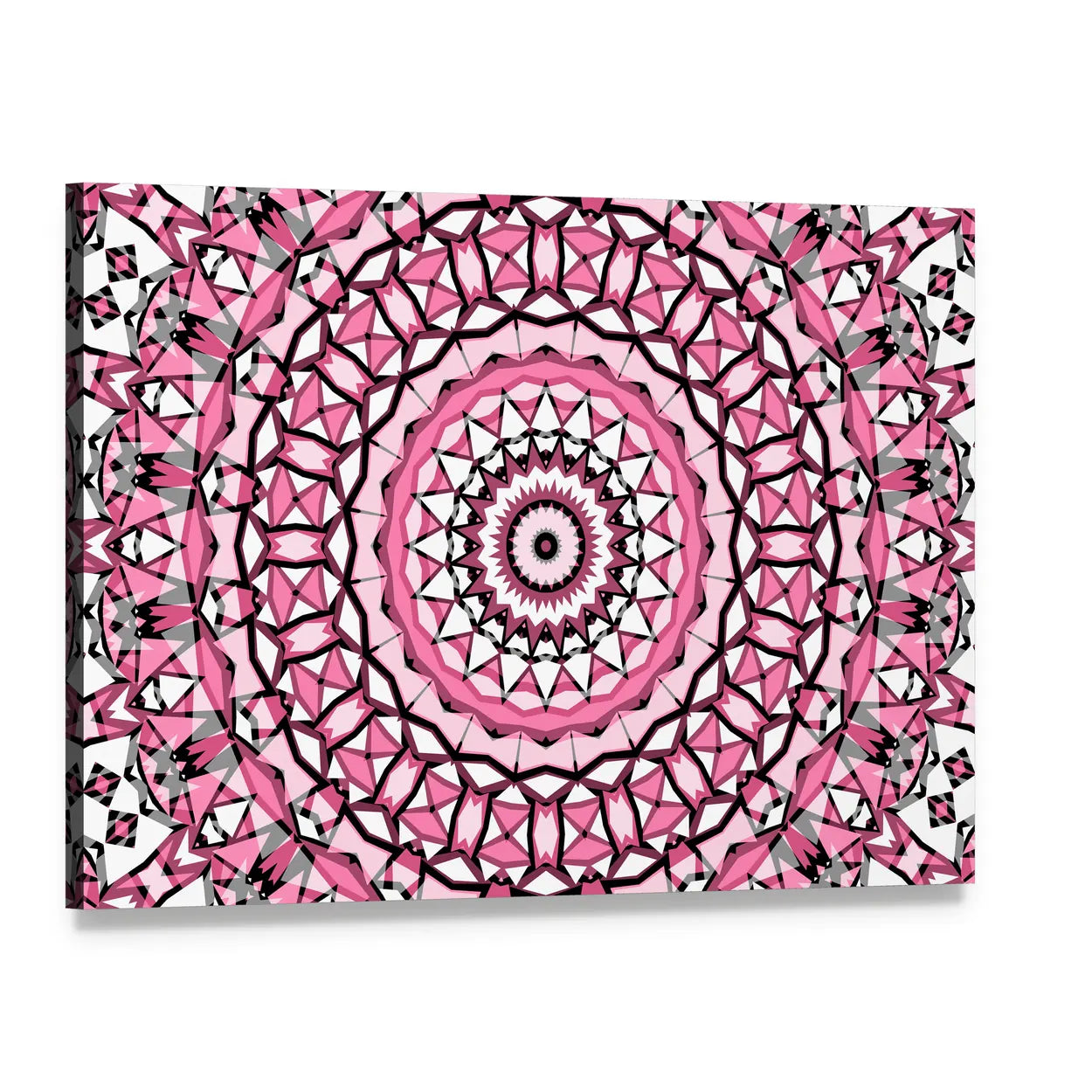 Round Mandala Pattern Canvas Wall Art, single panel gallery wrapped canvas, angled product view