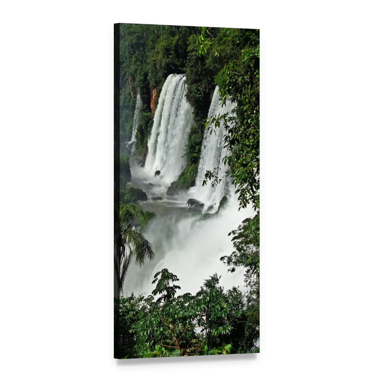 Waterfall in Brazil Vertical Canvas Wall Art, 1 panel 1 Vertical layout gallery wrapped canvas set, angled product view