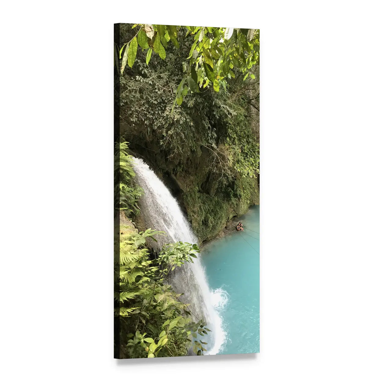Waterfall in the Philippines Vertical Canvas Wall Art, 1 panel 1 Vertical layout gallery wrapped canvas set, angled product view