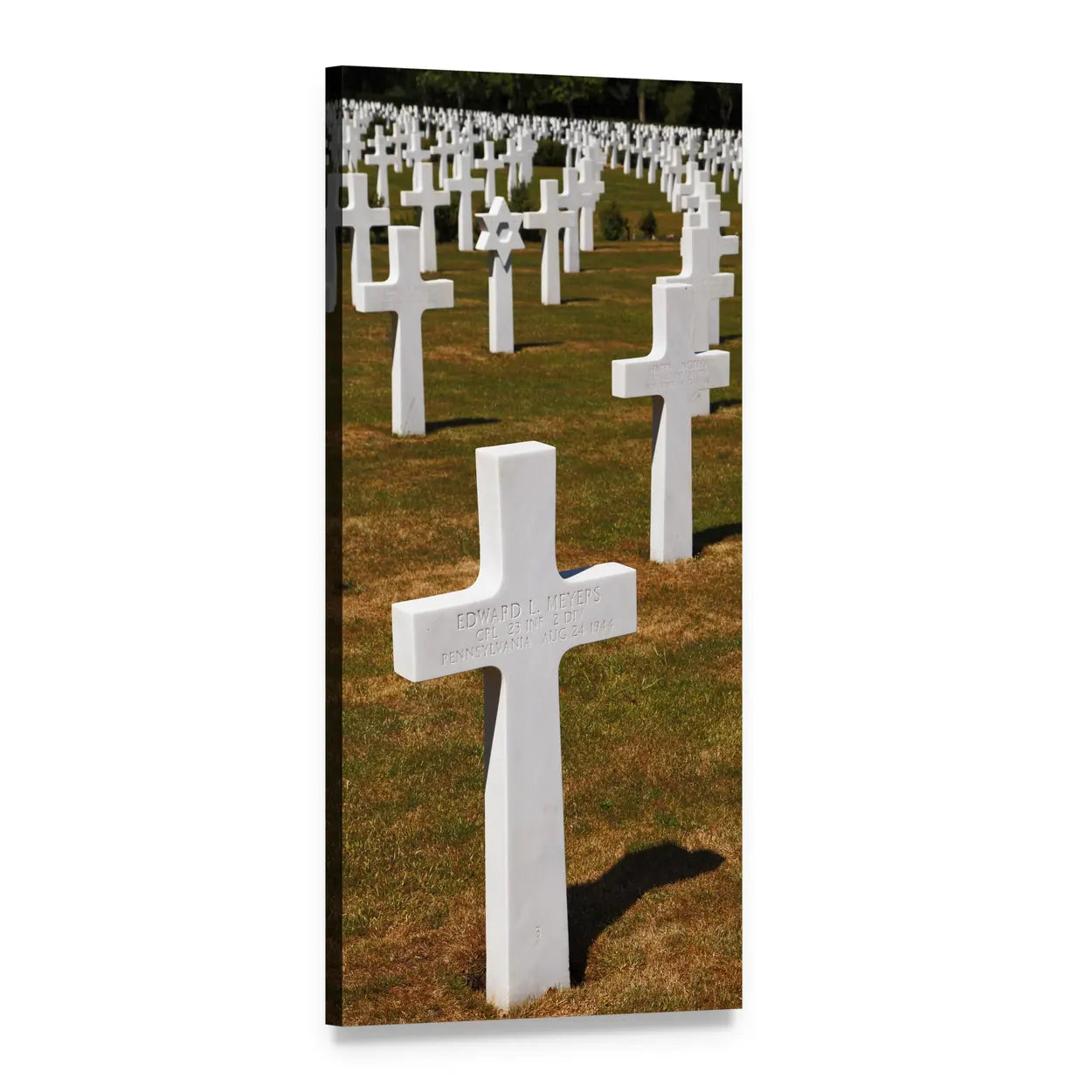American Army Cemetery Vertical Canvas Wall Art, 1 panel 1 Vertical layout gallery wrapped canvas set, angled product view