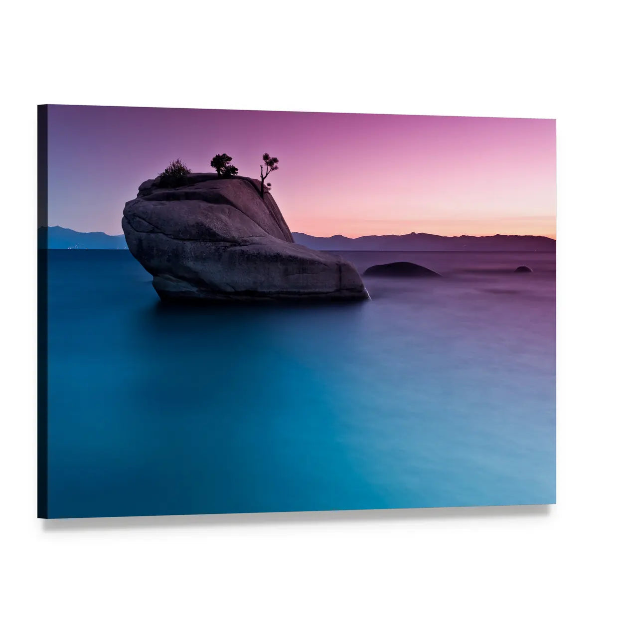 Bonsai Rock at Dusk Canvas Wall Art, single panel gallery wrapped canvas, angled product view