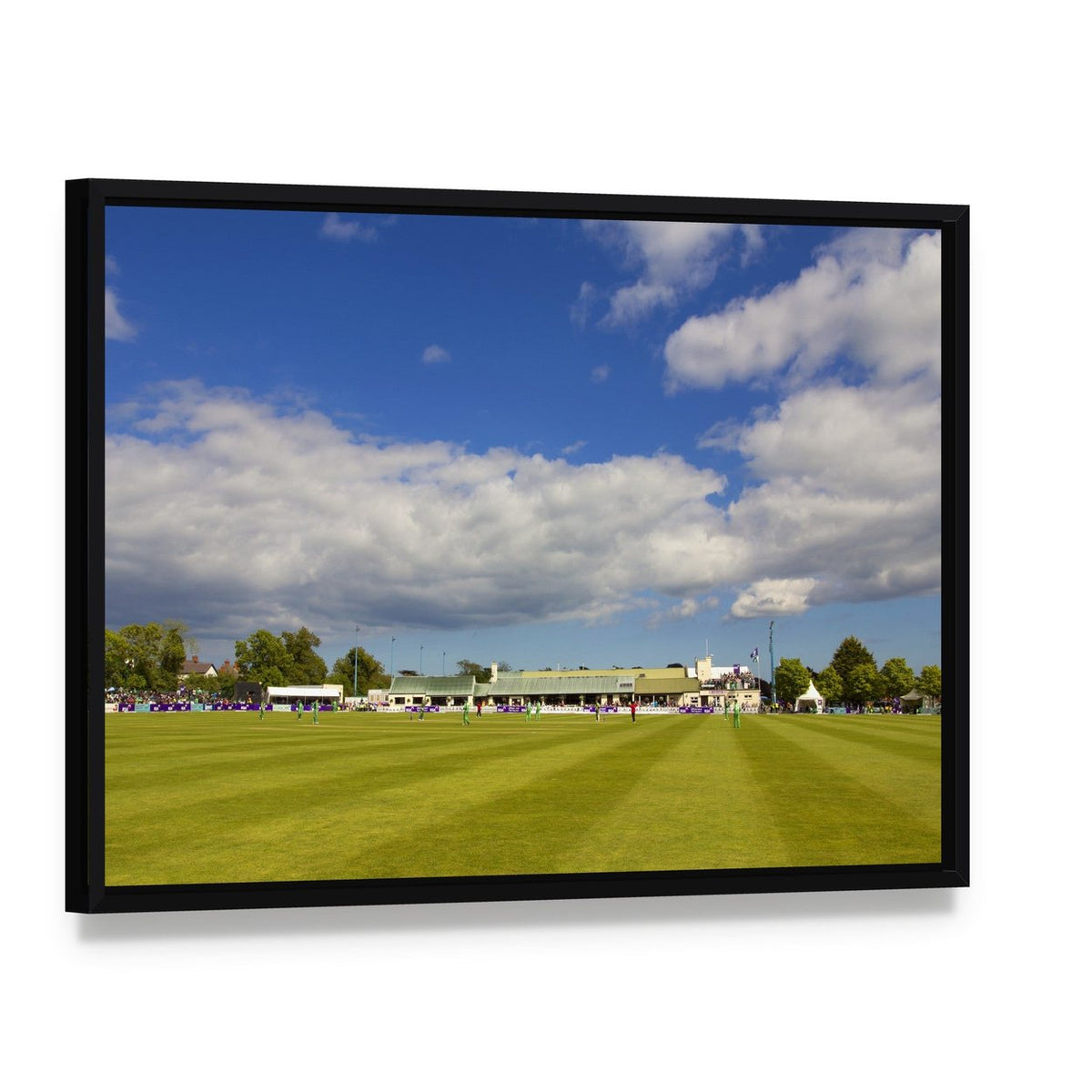 Clontarf Cricket Club Canvas Wall Art, framed canvas in a black floater frame, angled product view