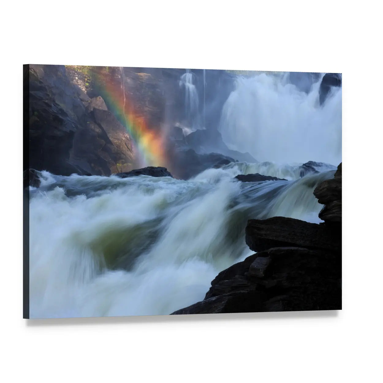 Rainbow River Canvas Wall Art, single panel gallery wrapped canvas, angled product view