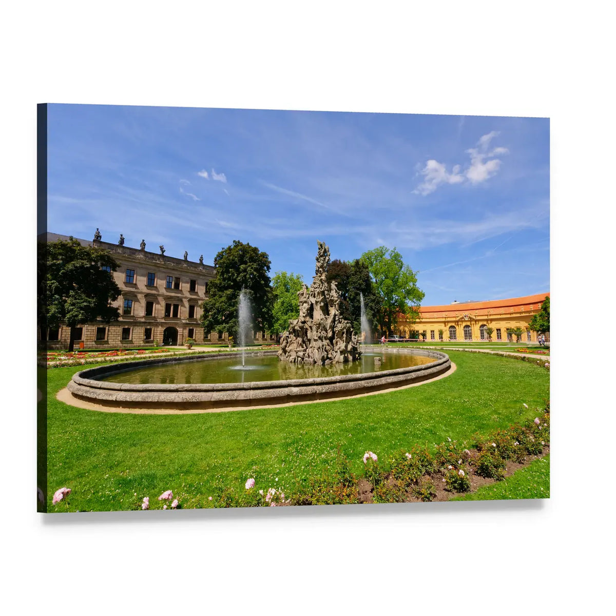 Schlossgarten in Erlangen, Summer Garden Canvas Wall Art, single panel gallery wrapped canvas, angled product view