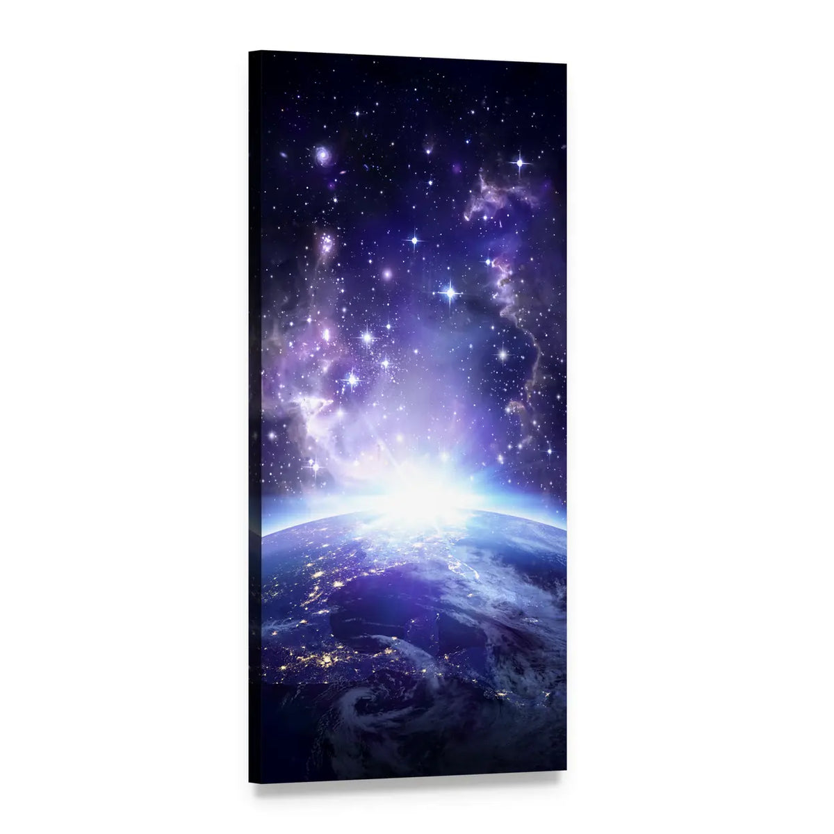 Earth Seen from the Milky Way Vertical Canvas Wall Art, 1 panel 1 Vertical layout gallery wrapped canvas set, angled product view