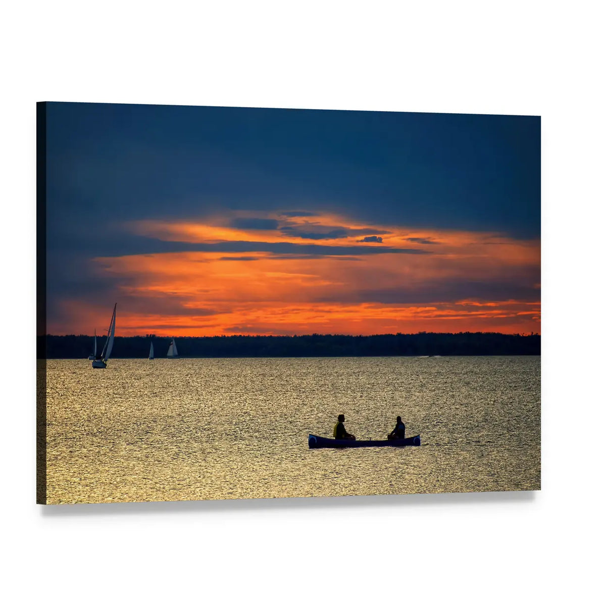 Sunset Over Ottawa River Canvas Wall Art, single panel gallery wrapped canvas, angled product view