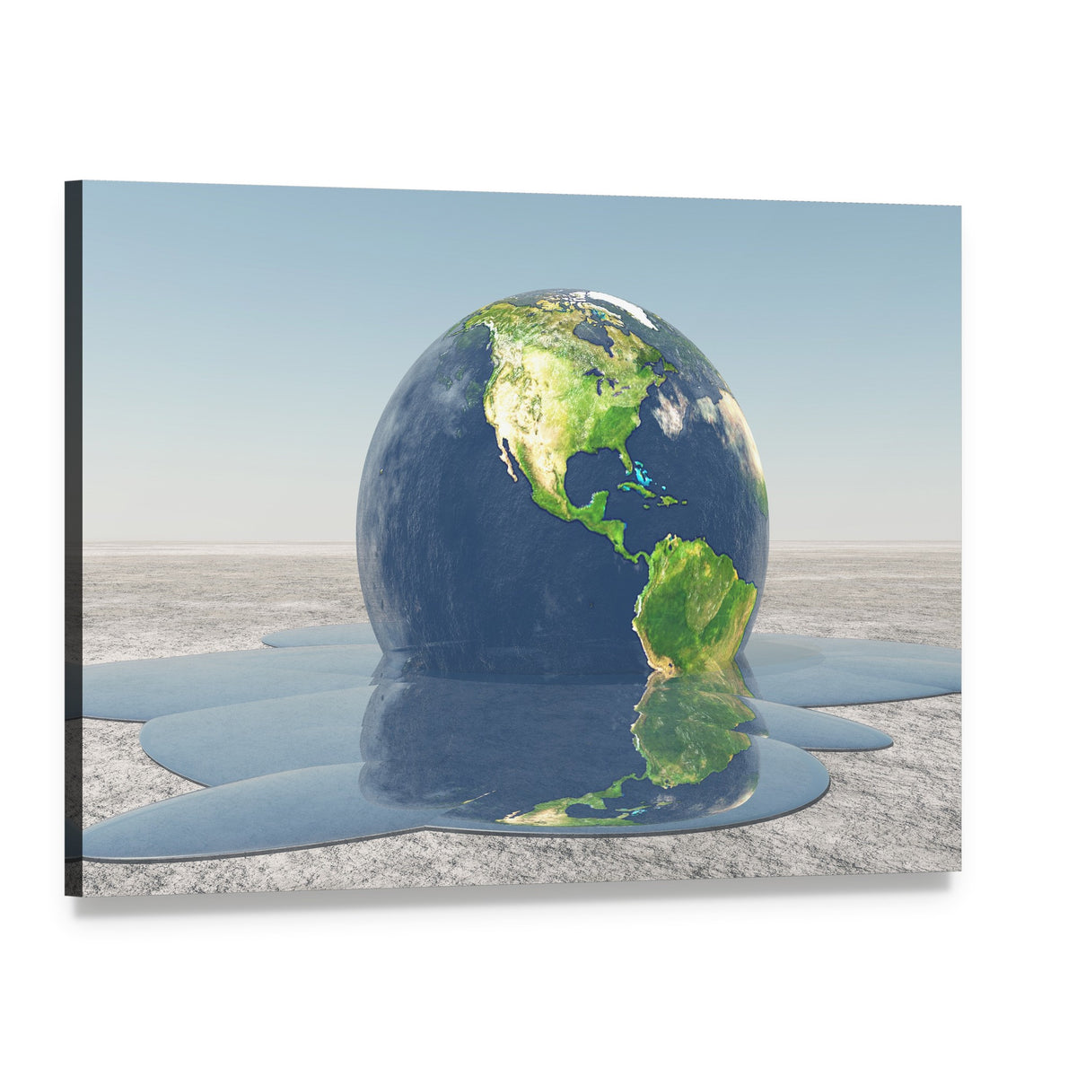 Earth Melting Into a Puddle Canvas Wall Art, single panel gallery wrapped canvas, angled product view