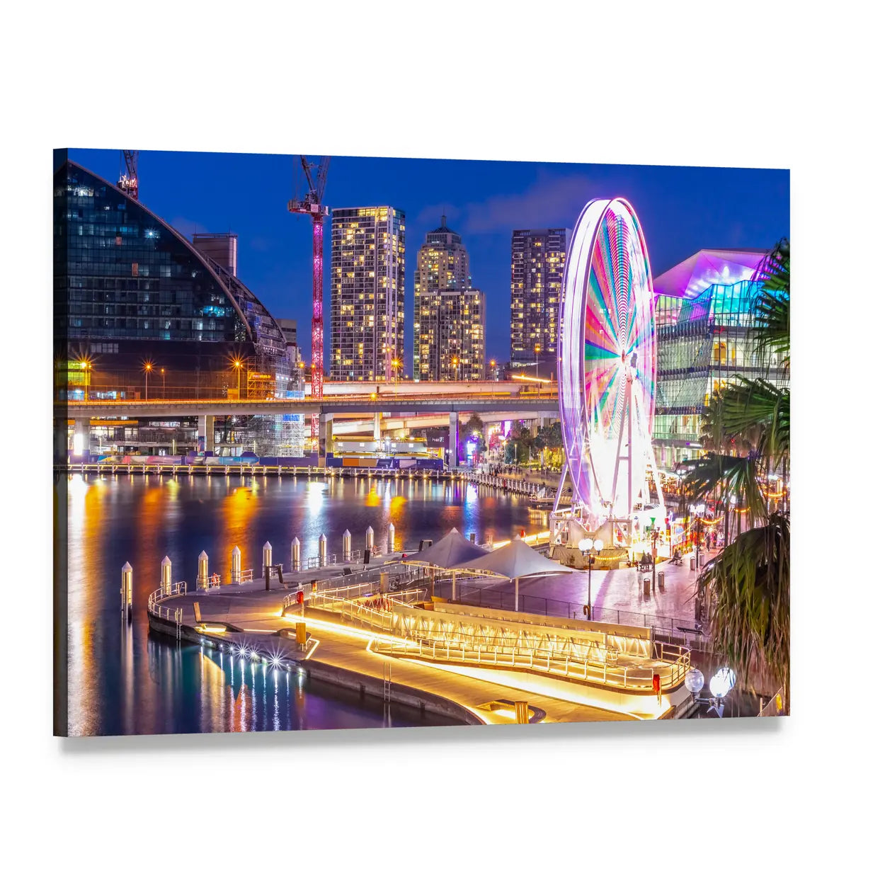 Sydney Harbour Skyline Canvas Wall Art, single panel gallery wrapped canvas, angled product view