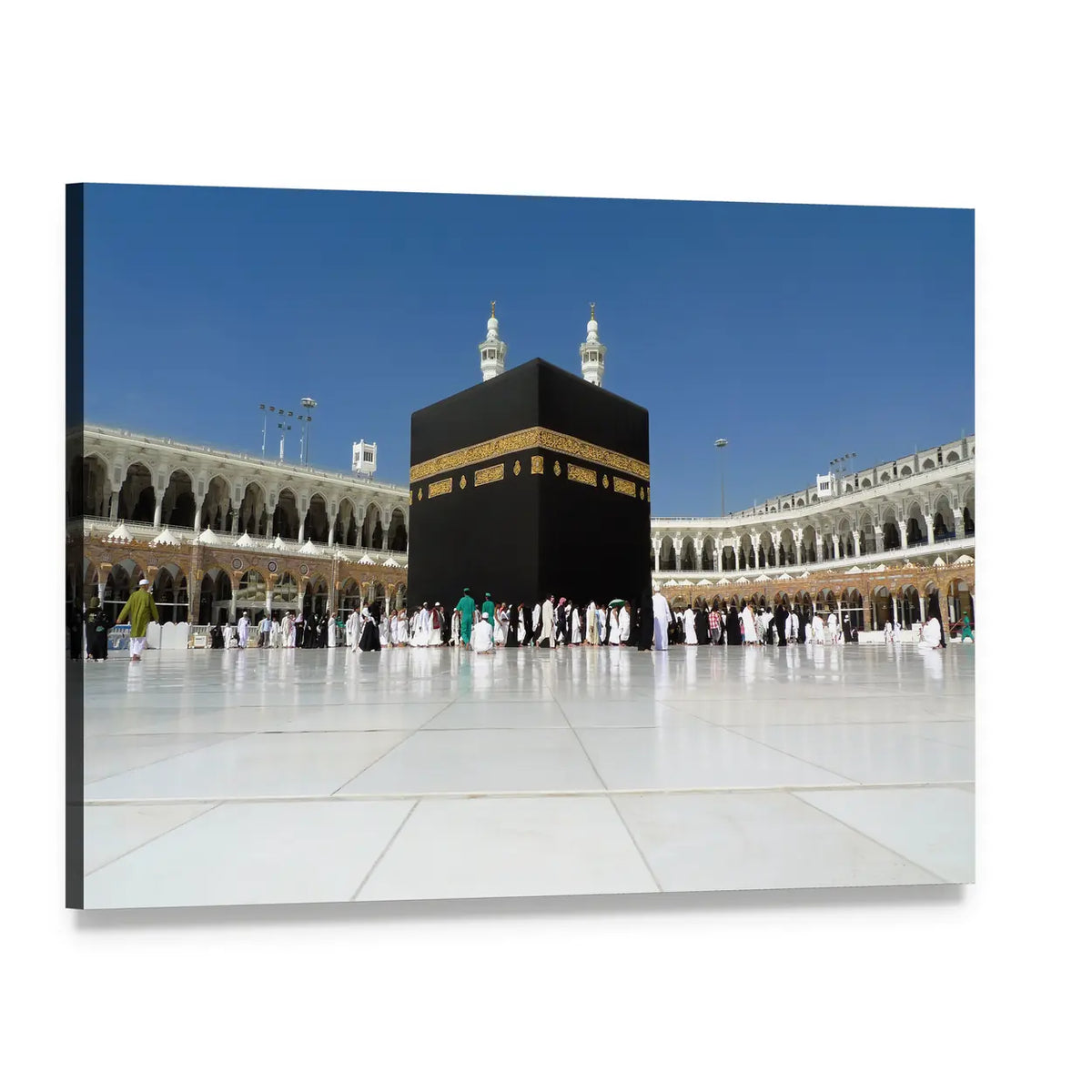 Kaaba and Pilgrims at Masjid Al-haram Canvas Wall Art, single panel gallery wrapped canvas, angled product view
