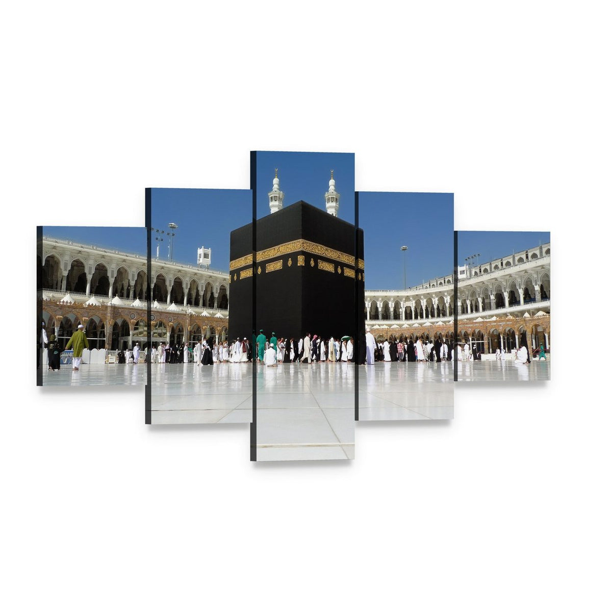 Kaaba at Masjid Al-haram Canvas Wall Art, 5 panel 5 Star layout gallery wrapped canvas set, angled product view