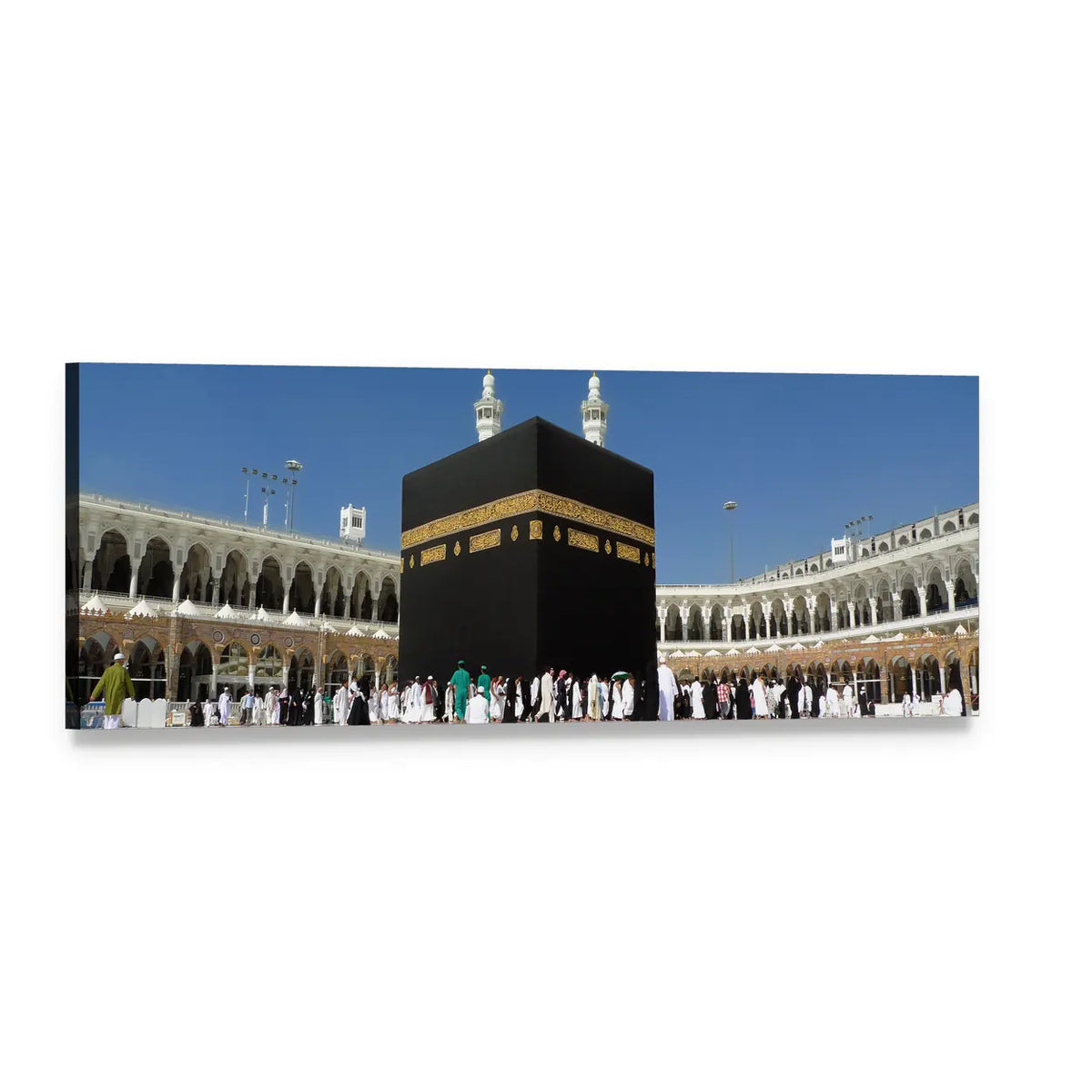 Kaaba at Al-masjid Al-haram Panoramic Canvas Wall Art, single panel gallery wrapped canvas, angled product view