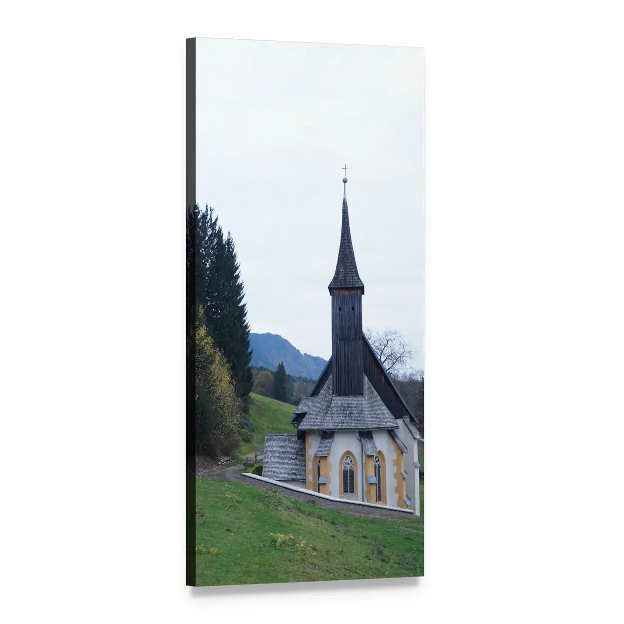 St Leonhard Church in Austria Vertical Canvas Wall Art, 1 panel 1 Vertical layout gallery wrapped canvas set, angled product view