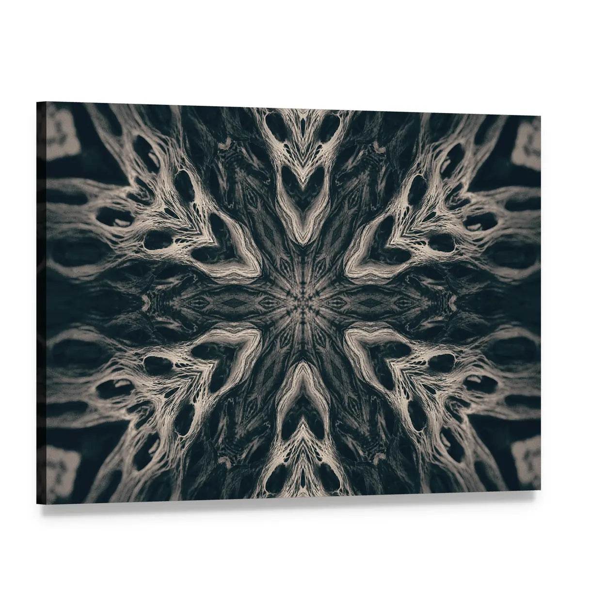 Gothic Demon Mandala Canvas Wall Art, single panel gallery wrapped canvas, angled product view