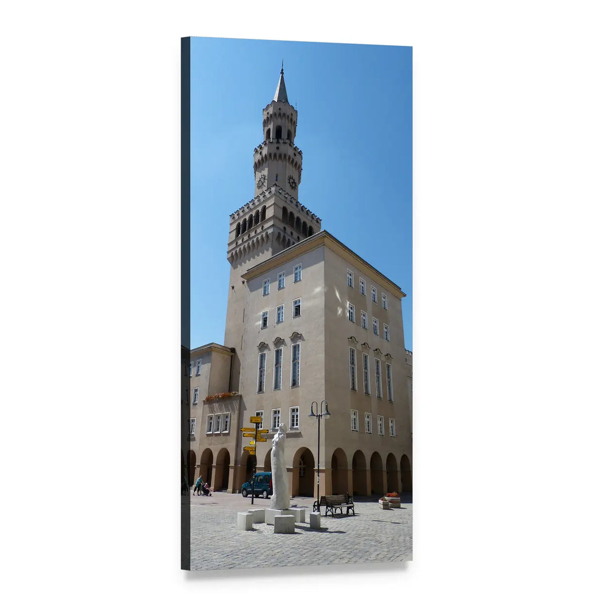 Town Hall Monument with Ornate Tower Vertical Canvas Wall Art, 1 panel 1 Vertical layout gallery wrapped canvas set, angled product view