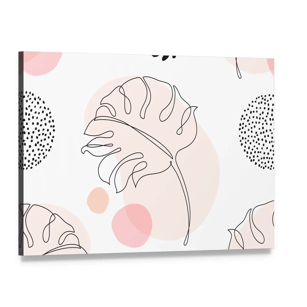 Tropical Monstera Leaf Silhouette Canvas Wall Art, single panel gallery wrapped canvas, angled product view