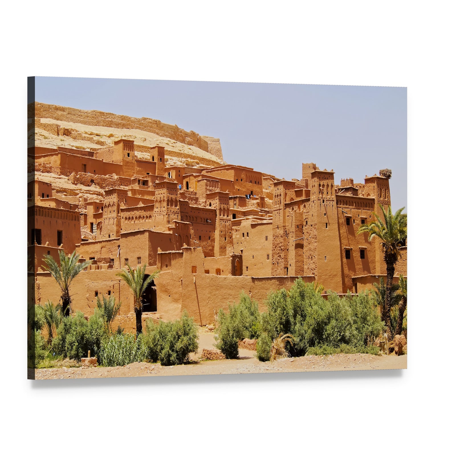 Ait Benhaddou Mud-brick Village Canvas Wall Art, single panel gallery wrapped canvas, angled product view