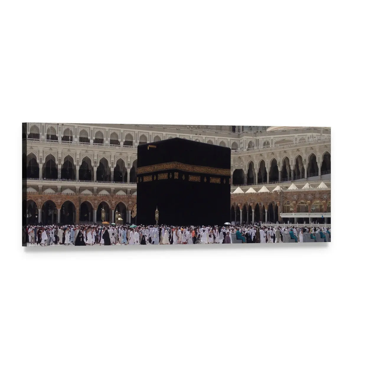 Kaaba at Masjid Al-haram, Mecca Panoramic Canvas Wall Art, single panel gallery wrapped canvas, angled product view