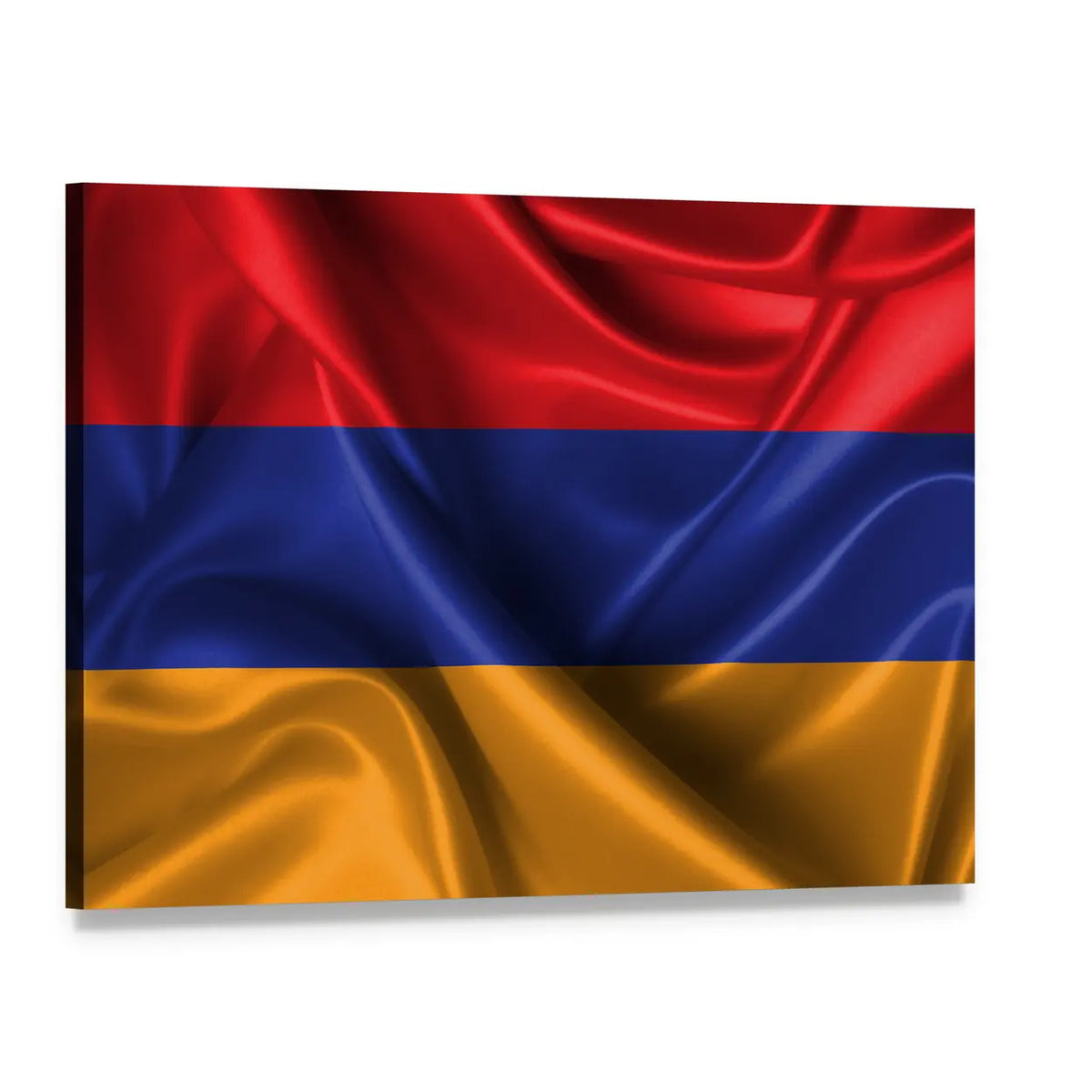 Waving Armenian Flag Canvas Wall Art, single panel gallery wrapped canvas, angled product view