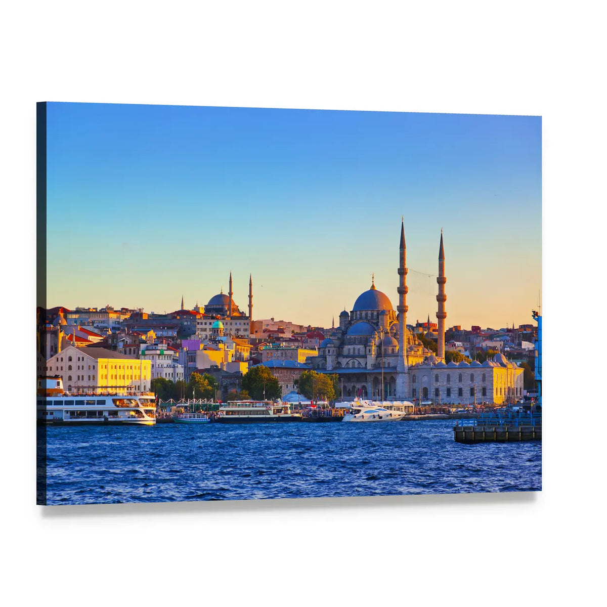 Istanbul Cityscape At Sunset Canvas Wall Art, single panel gallery wrapped canvas, angled product view