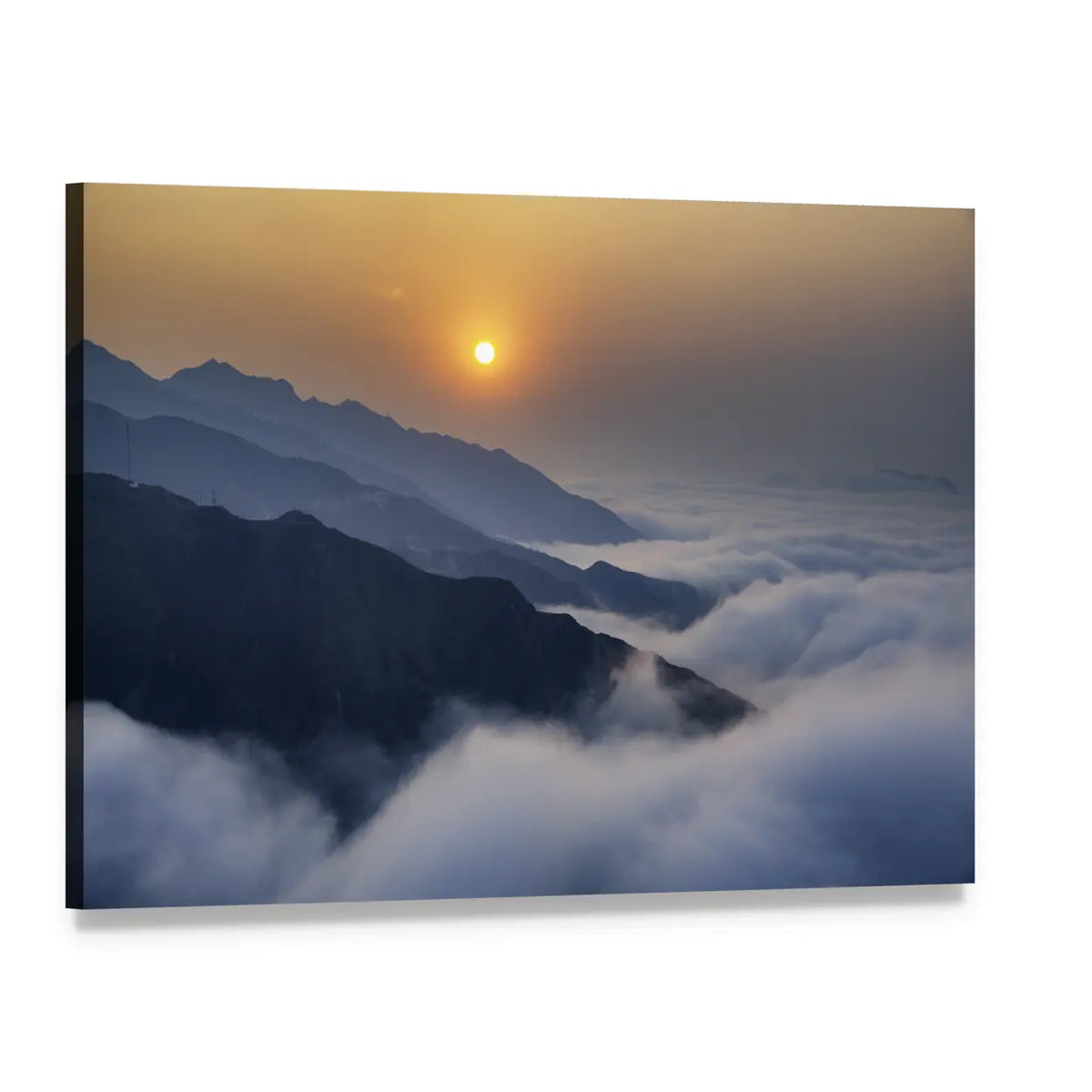 Ta Xua Mountain Range at Sunset Canvas Wall Art, single panel gallery wrapped canvas, angled product view