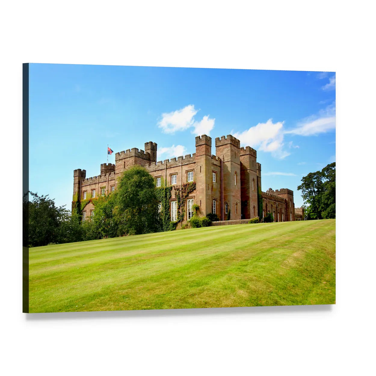 Scone Palace Historic Stone Castle Canvas Wall Art, single panel gallery wrapped canvas, angled product view