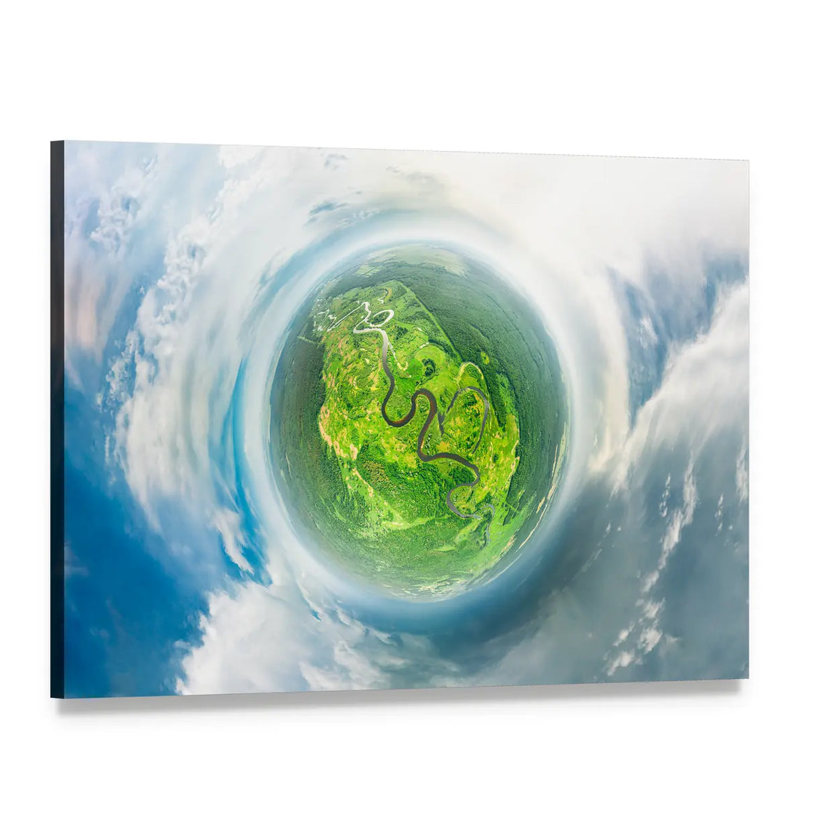 Small Planet Concept From Space Canvas Wall Art, single panel gallery wrapped canvas, angled product view