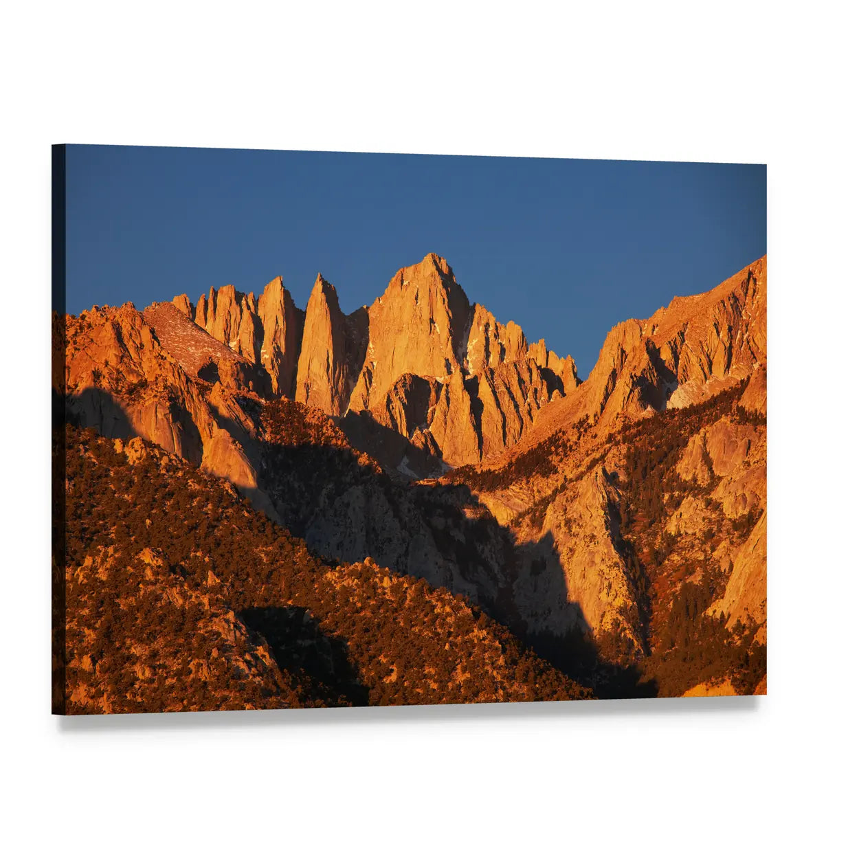 Mount Whitney Peaks at Golden Hour Canvas Wall Art, single panel gallery wrapped canvas, angled product view