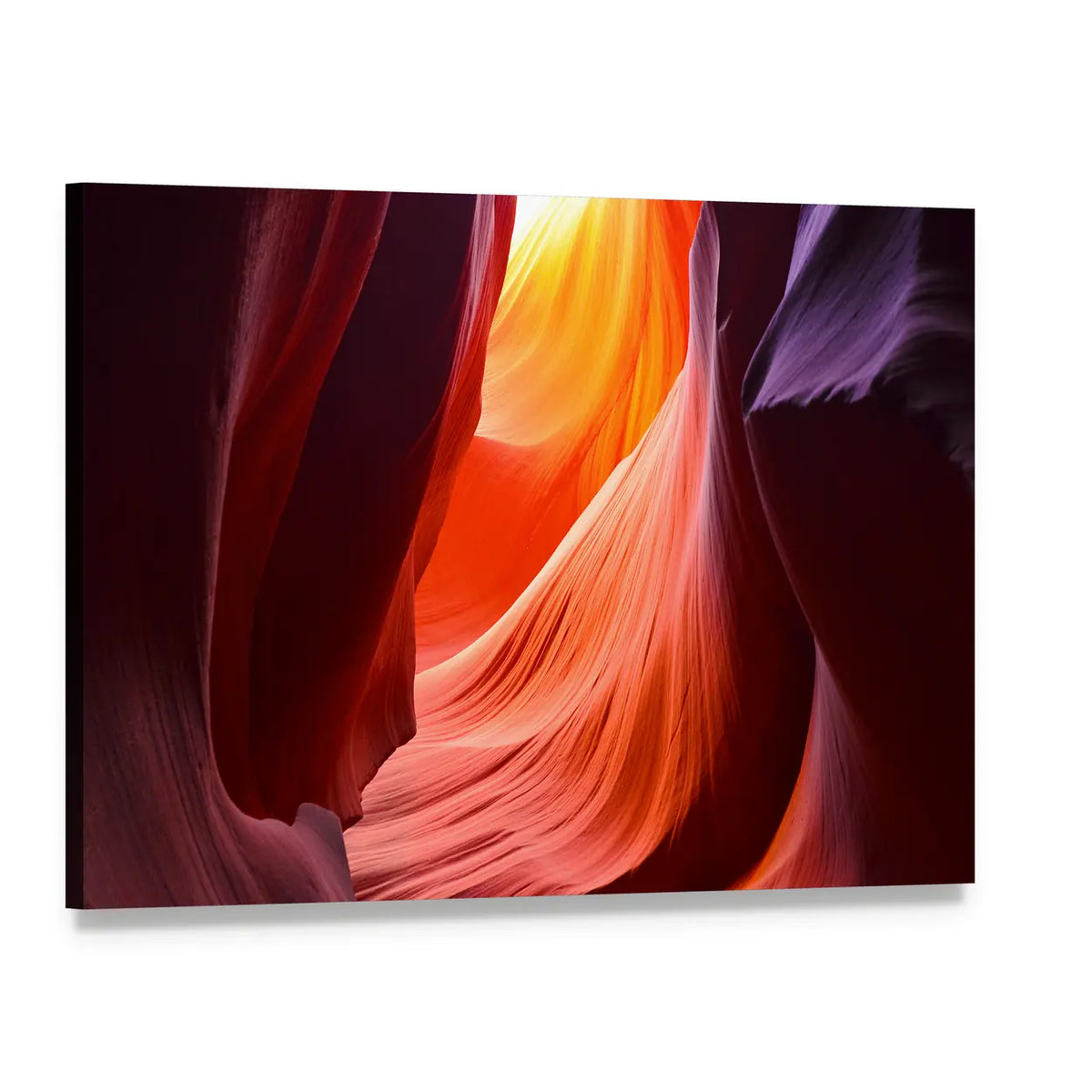 Slot Canyon Light and Sandstone Striations Canvas Wall Art, single panel gallery wrapped canvas, angled product view