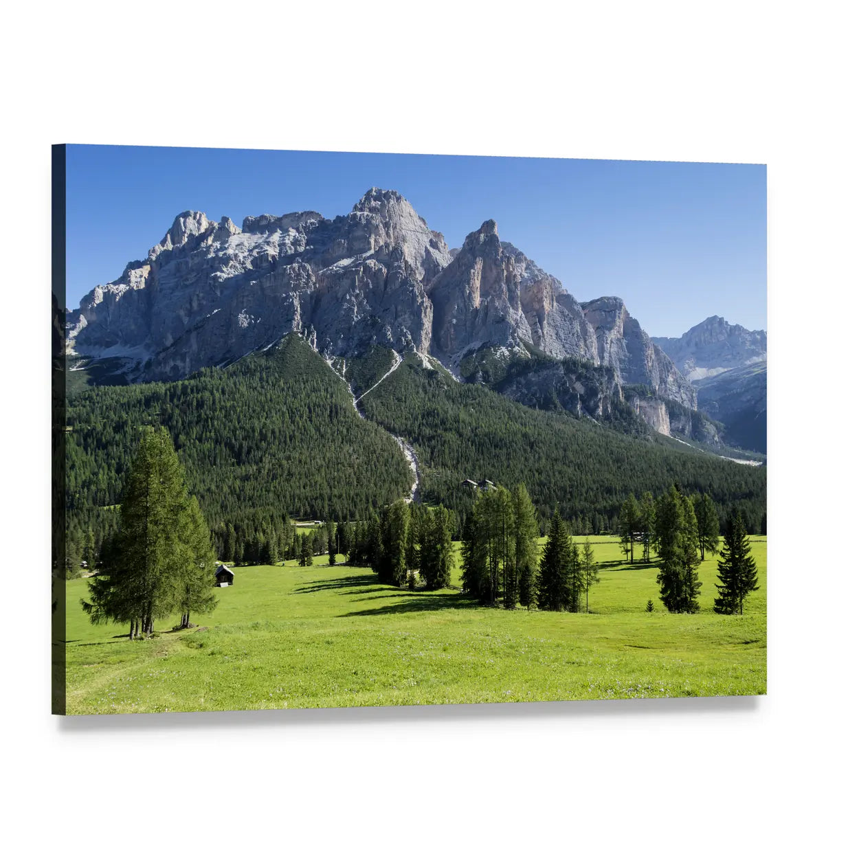 View of Mount Alta Badia Canvas Wall Art, single panel gallery wrapped canvas, angled product view