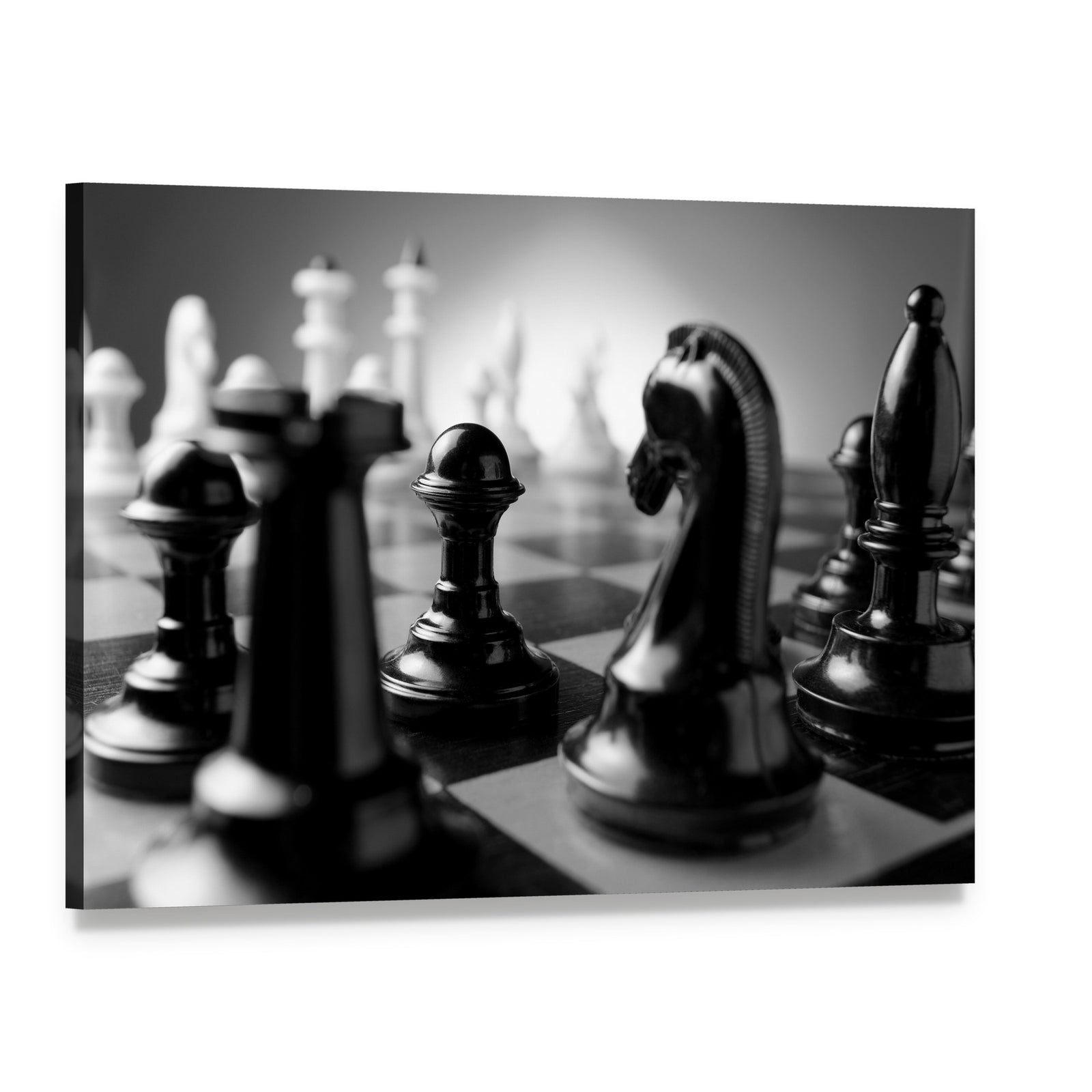 Chess Board Canvas Wall Art, single panel gallery wrapped canvas, angled product view