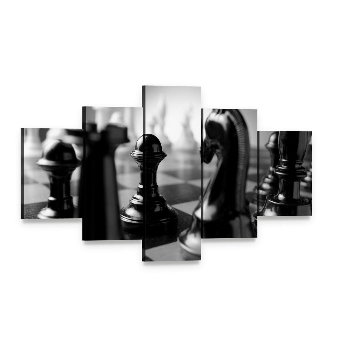 Chess Board Canvas Wall Art, 5 panel 5 Star layout gallery wrapped canvas set, angled product view