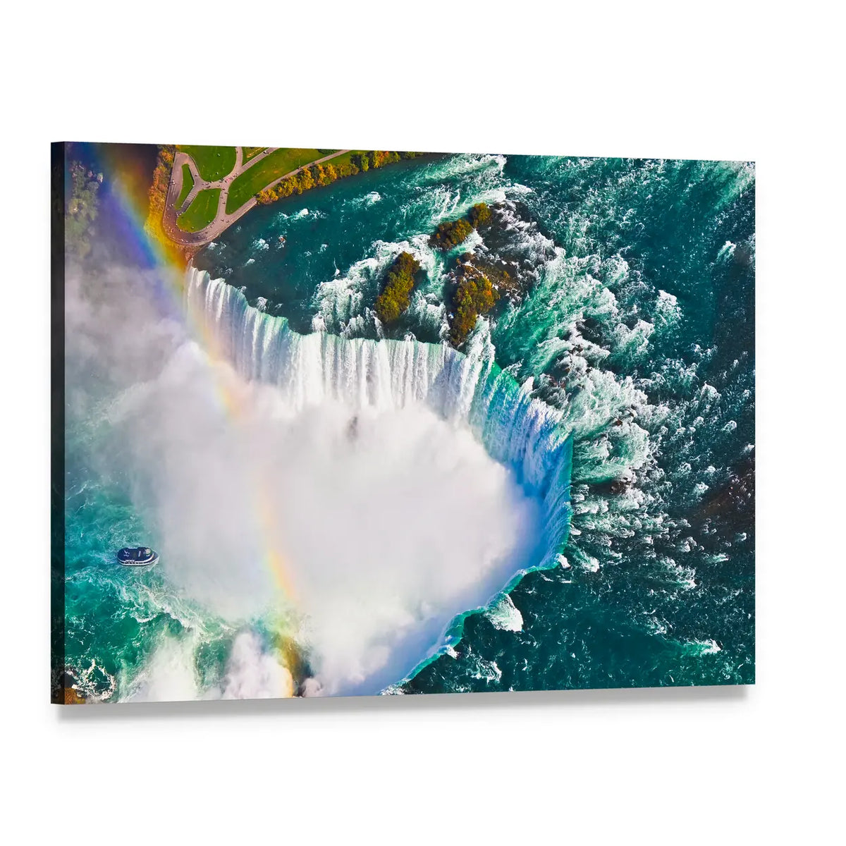 Horseshoe Aerial View of Niagara Falls Canvas Wall Art, single panel gallery wrapped canvas, angled product view