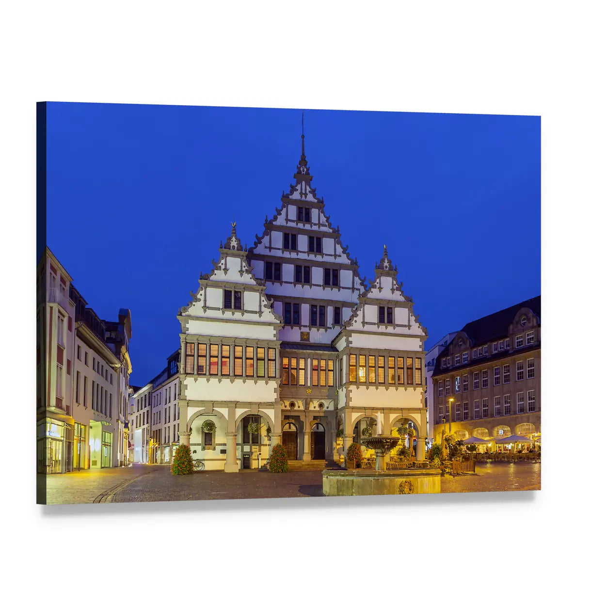 Renaissance Town Hall Canvas Wall Art, single panel gallery wrapped canvas, angled product view