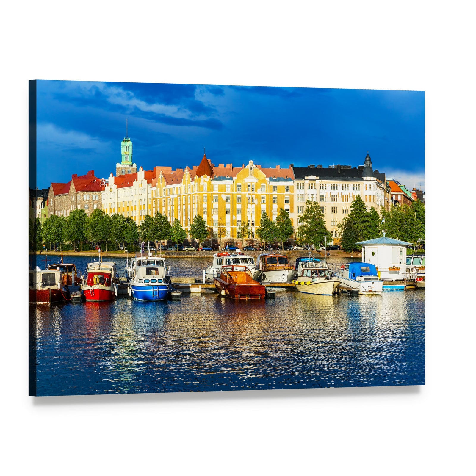 Summer Scenery of the Old Town in Helsinki Canvas Wall Art, single panel gallery wrapped canvas, angled product view