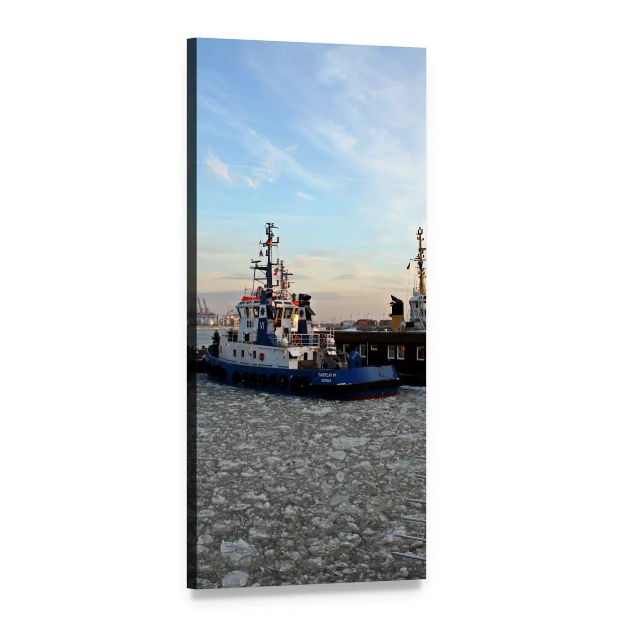 Fairplay Iv Tugboat Among Ice Floes Vertical Canvas Wall Art, 1 panel 1 Vertical layout gallery wrapped canvas set, angled product view