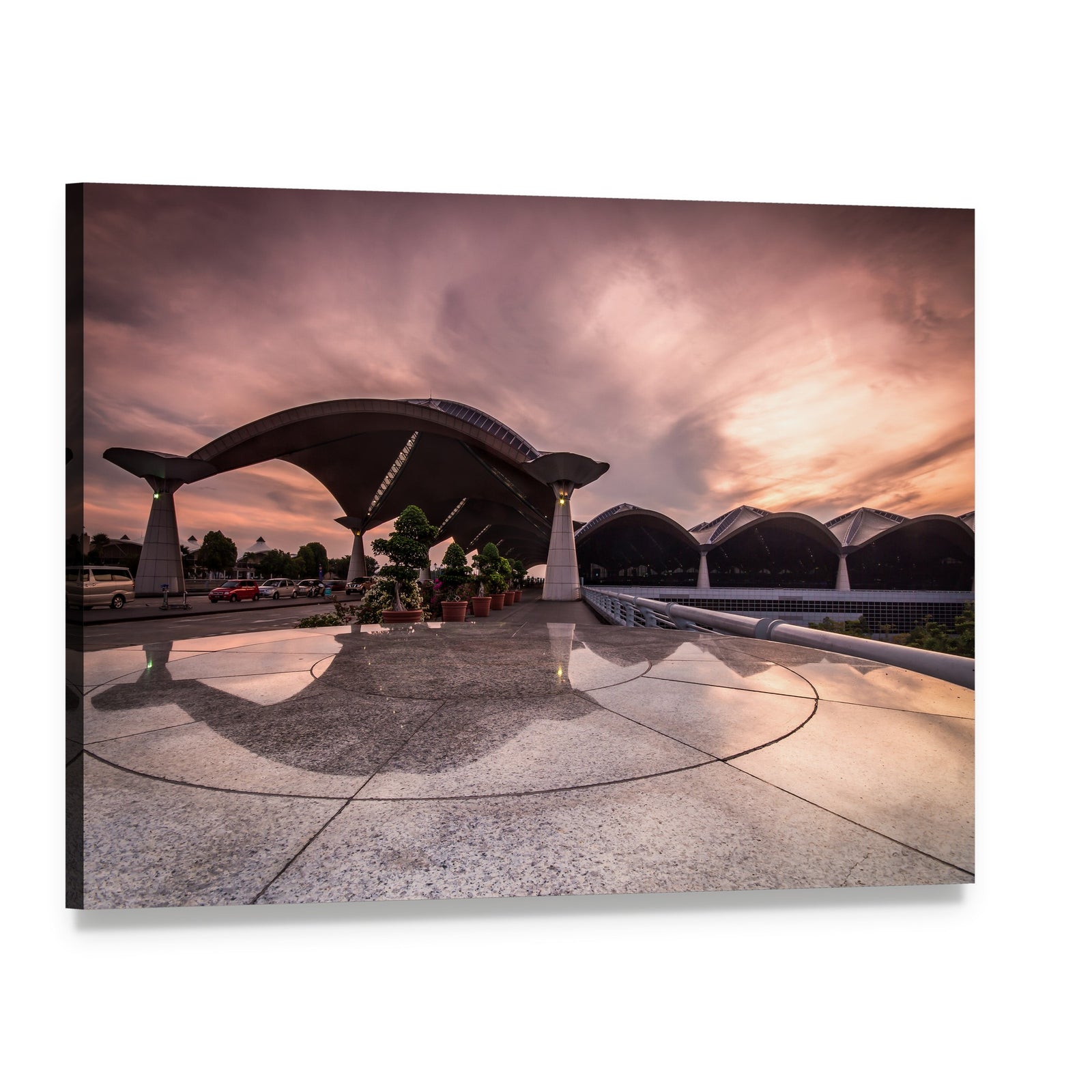Kuala Lumpur International Airport at Sunset Canvas Wall Art, single panel gallery wrapped canvas, angled product view