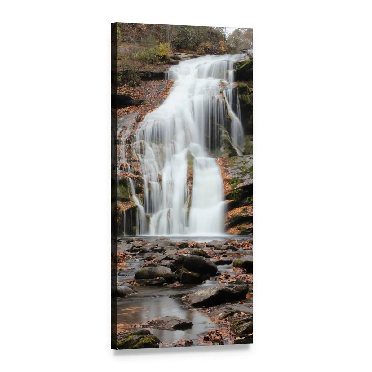 Bald River Falls Vertical Canvas Wall Art, 1 panel 1 Vertical layout gallery wrapped canvas set, angled product view