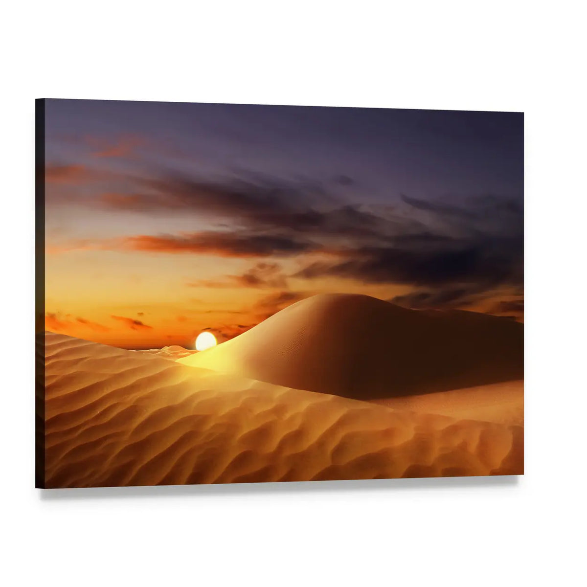 Sandy Dunes at Sunset Canvas Wall Art, single panel gallery wrapped canvas, angled product view