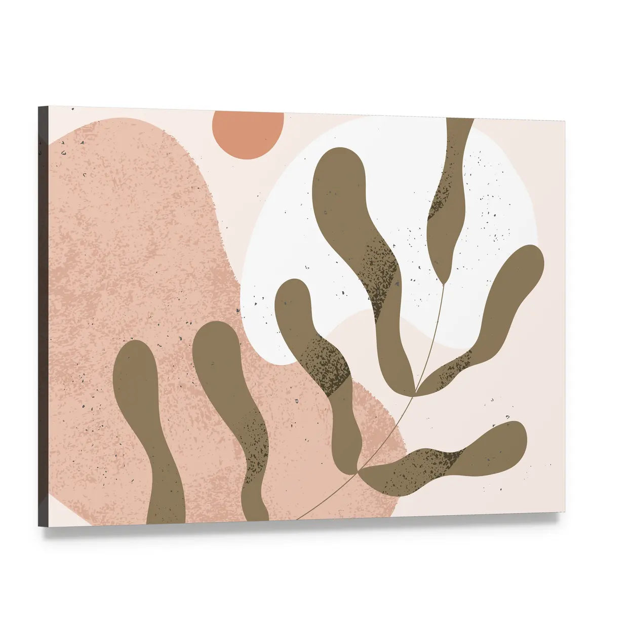 Geometric Leaf Shapes Canvas Wall Art, single panel gallery wrapped canvas, angled product view