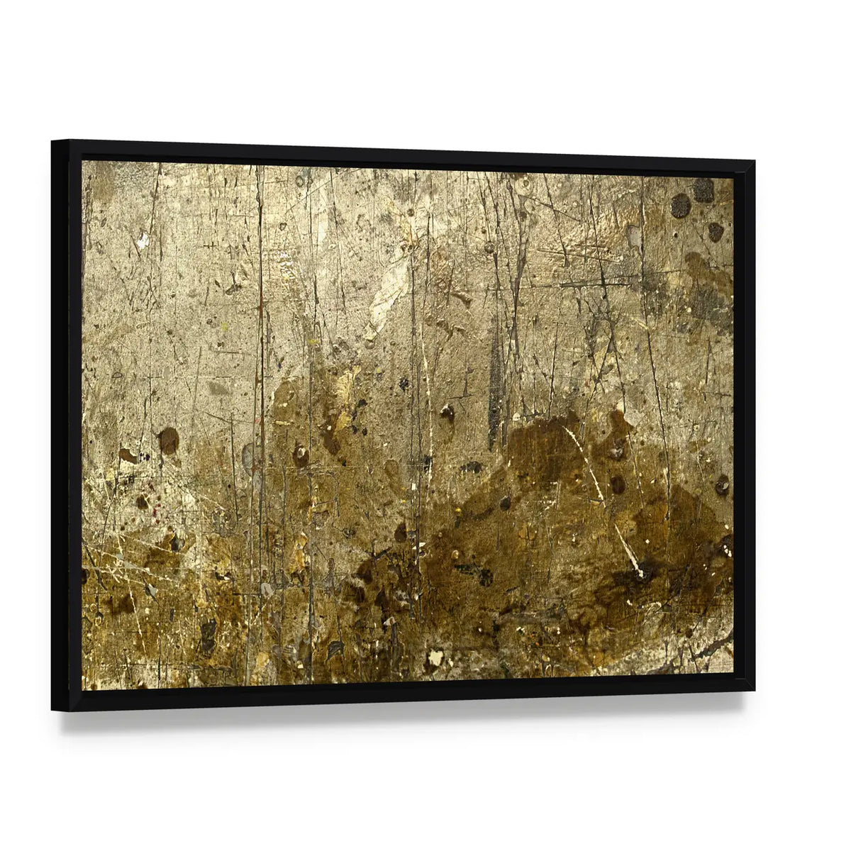 Work Bench Abstract Canvas Wall Art, framed canvas in a black floater frame, angled product view