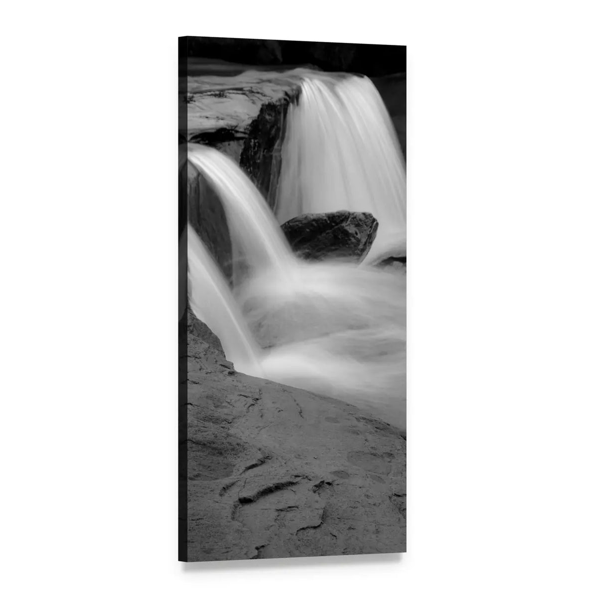 Long Exposure Waterfall Vertical Canvas Wall Art, 1 panel 1 Vertical layout gallery wrapped canvas set, angled product view